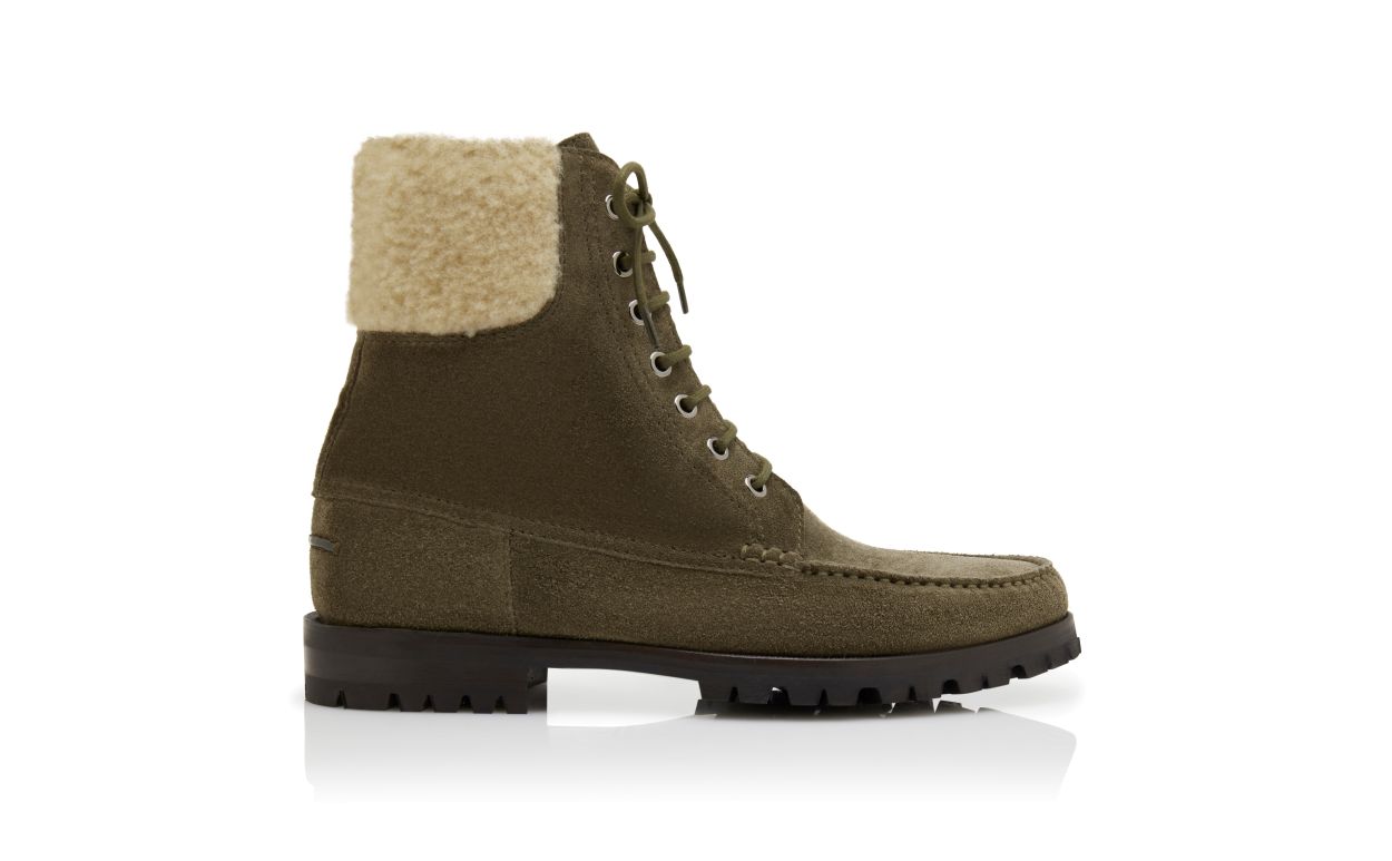 Dark Green Suede Ankle Boots
