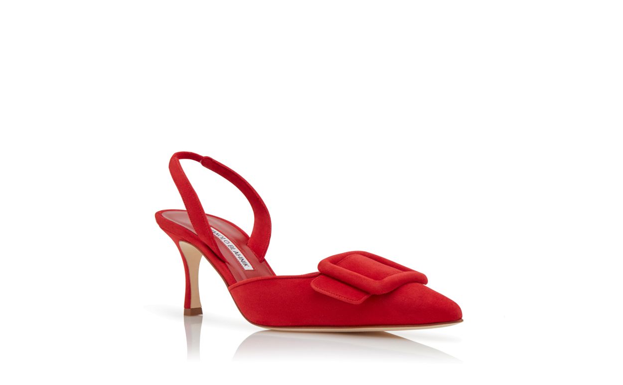 Red Suede Slingback Pumps