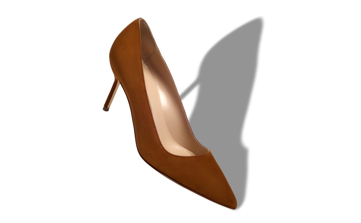 Brown Suede Pointed Toe Pumps