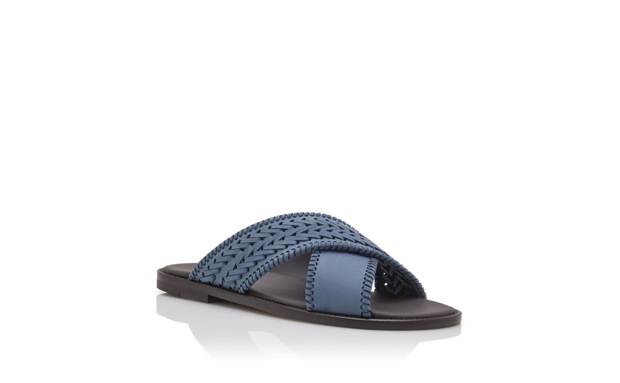 Light Blue Nubuck Woven Sandals