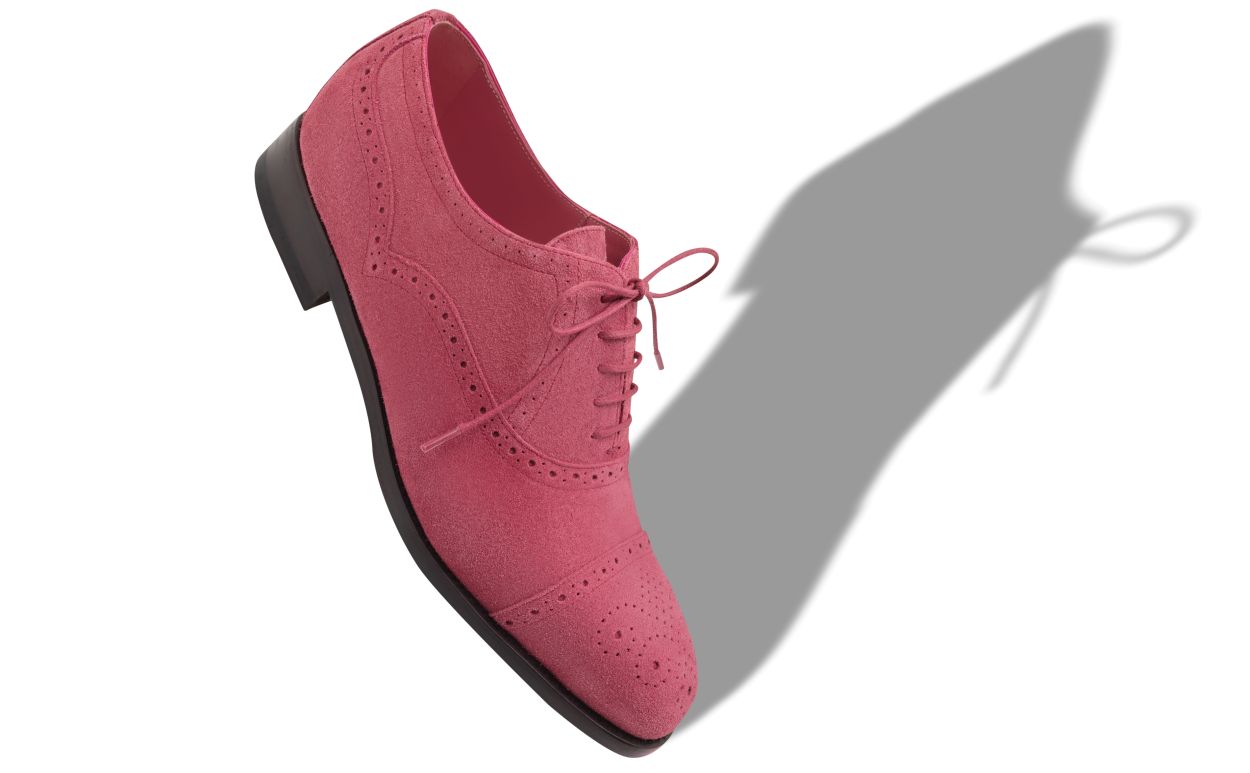 Dark Pink Suede Cap Toe Oxfords