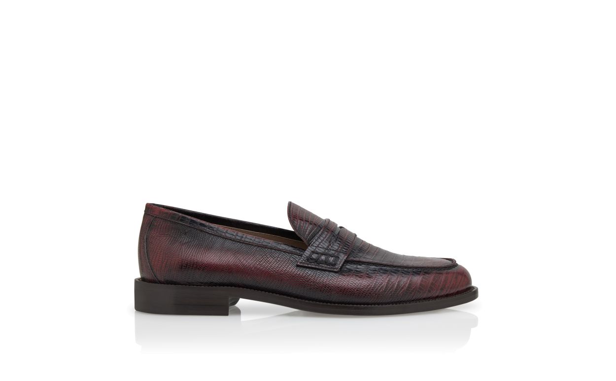 Dark Red Calf Leather Penny Loafers