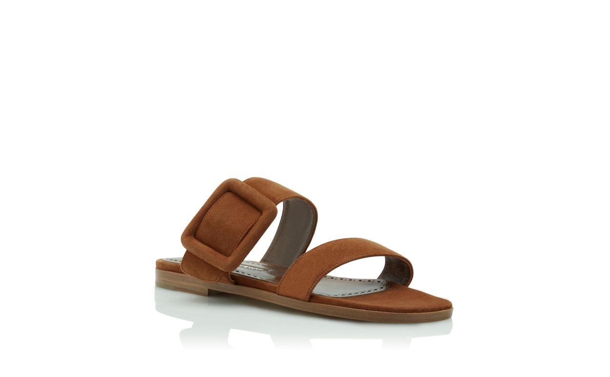 Brown Suede Flat Sliders