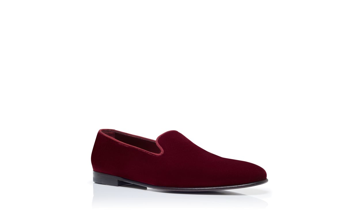 Dark Red Velvet Loafers