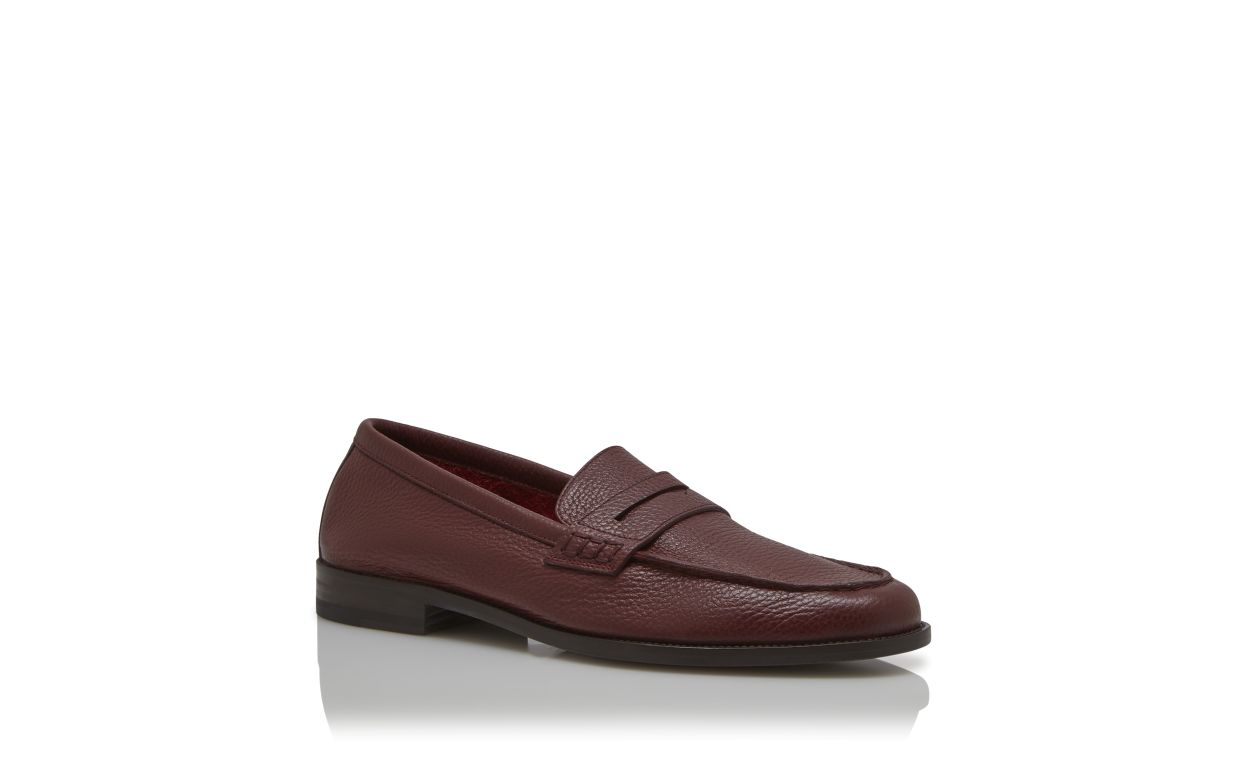 Dark Red Calf Leather Penny Loafers