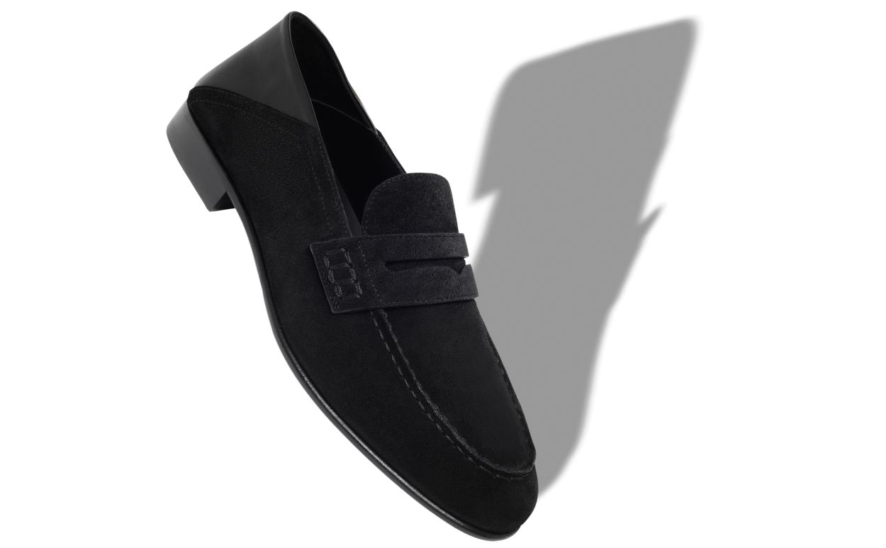 Black Suede Penny Loafers