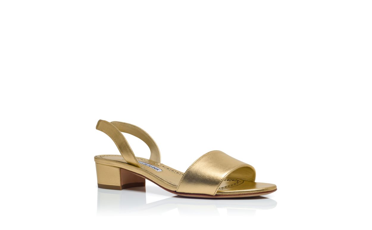 Gold Nappa Leather Slingback Sandals