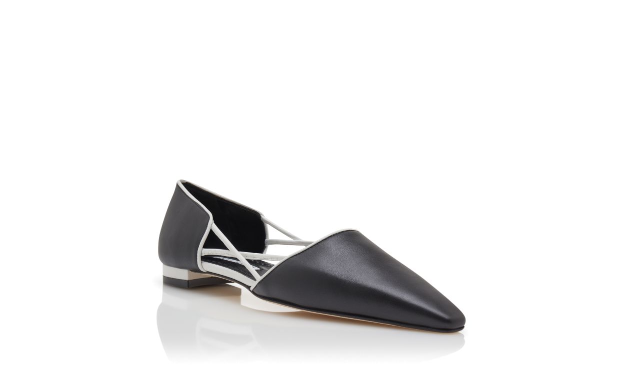 Black Nappa Leather Flat Pumps