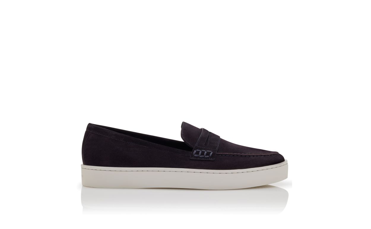 Navy Blue Suede Slip-On Loafers