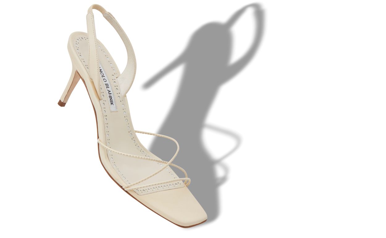 Cream Nappa Leather Slingback Sandals