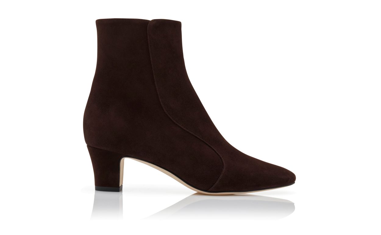 Brown Suede Round Toe Ankle Boots