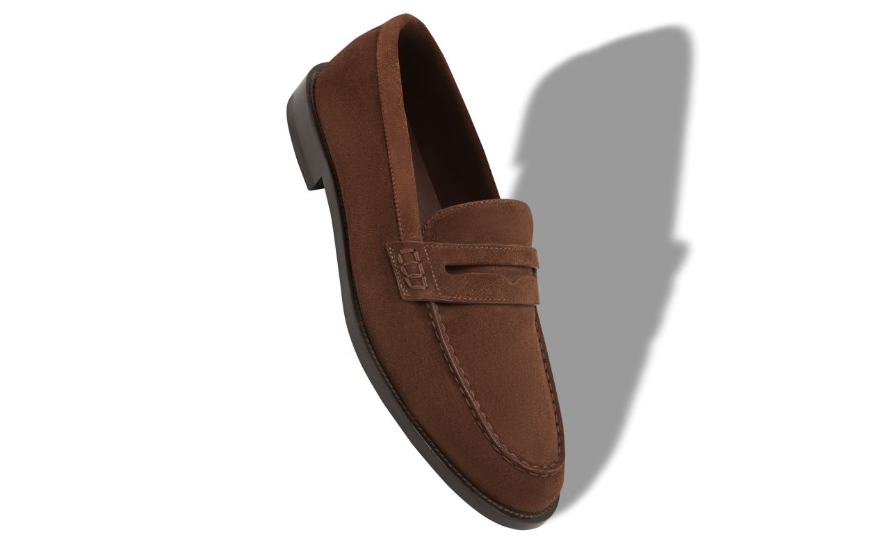 Dark Brown Suede Penny Loafers