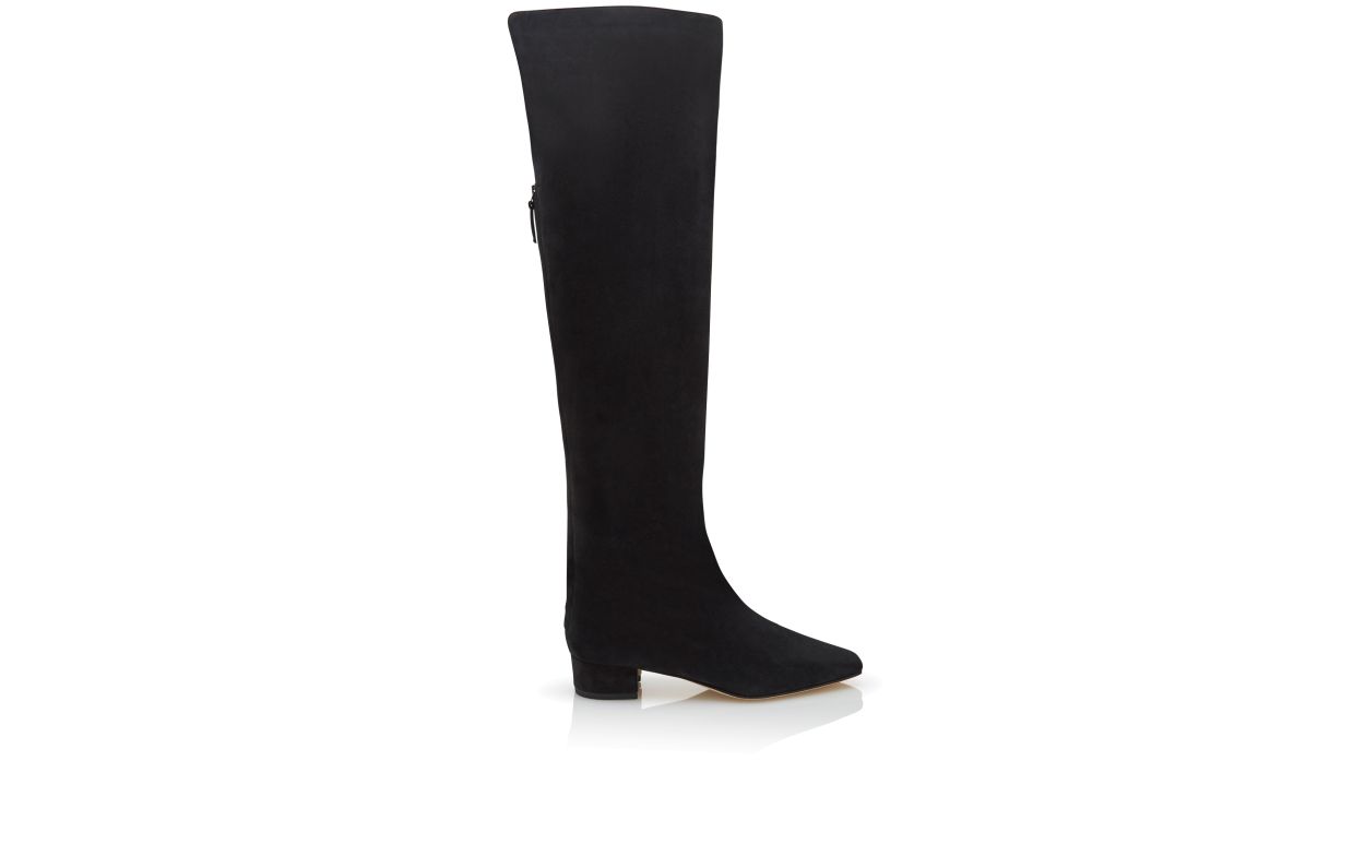 Black Suede Knee High Boots