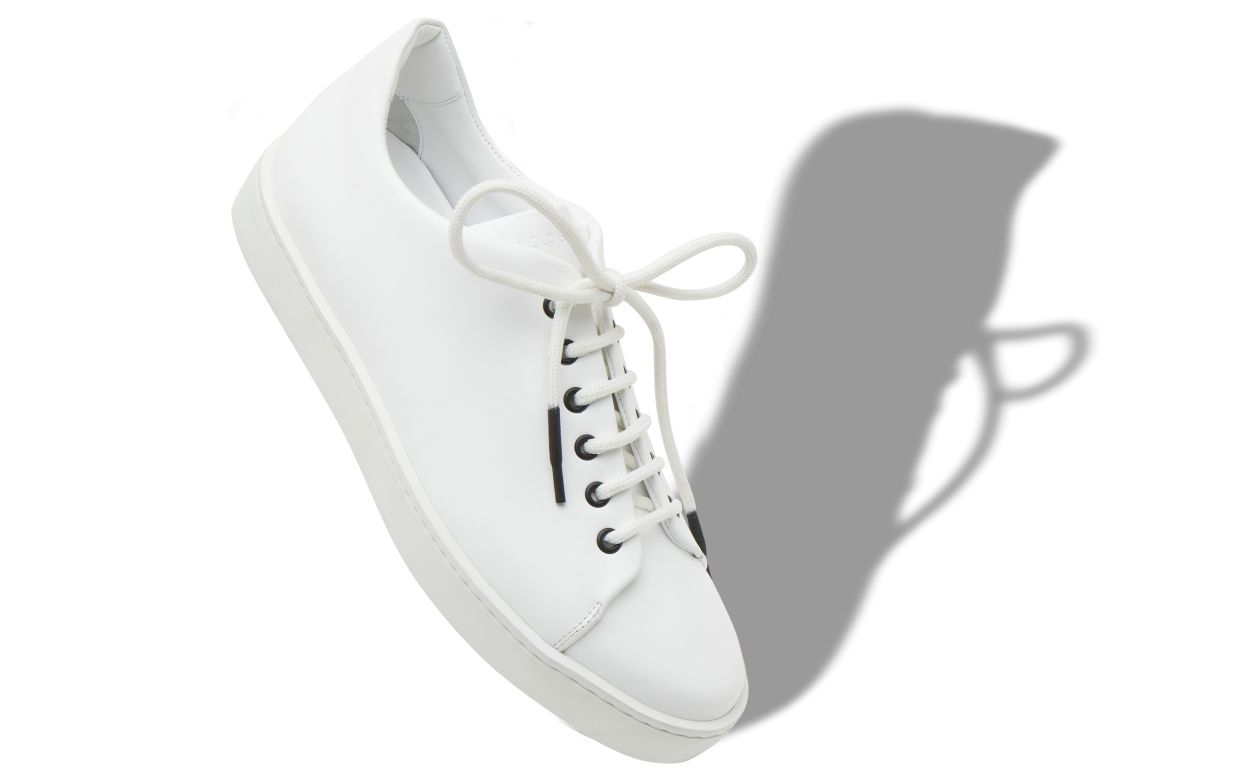 White Calf Leather Low Cut Sneakers