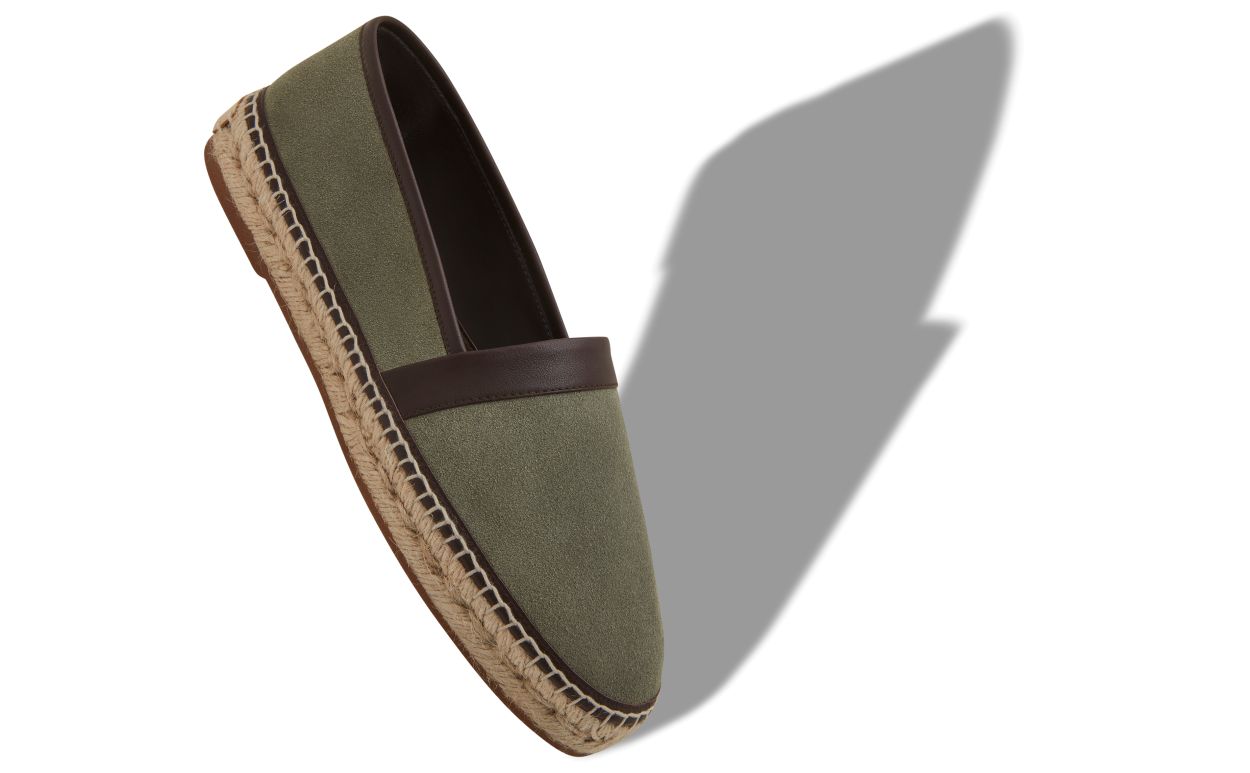 Dark Green Calf Suede Espadrilles