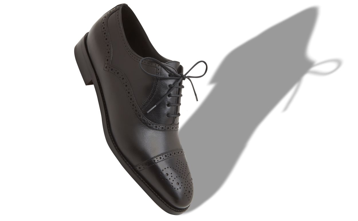 Black Calf Leather Cap Toe Oxfords