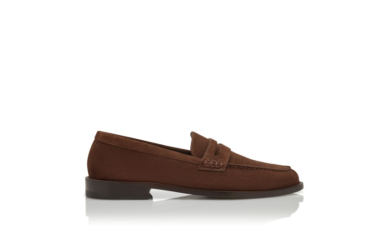 Dark Brown Suede Penny Loafers