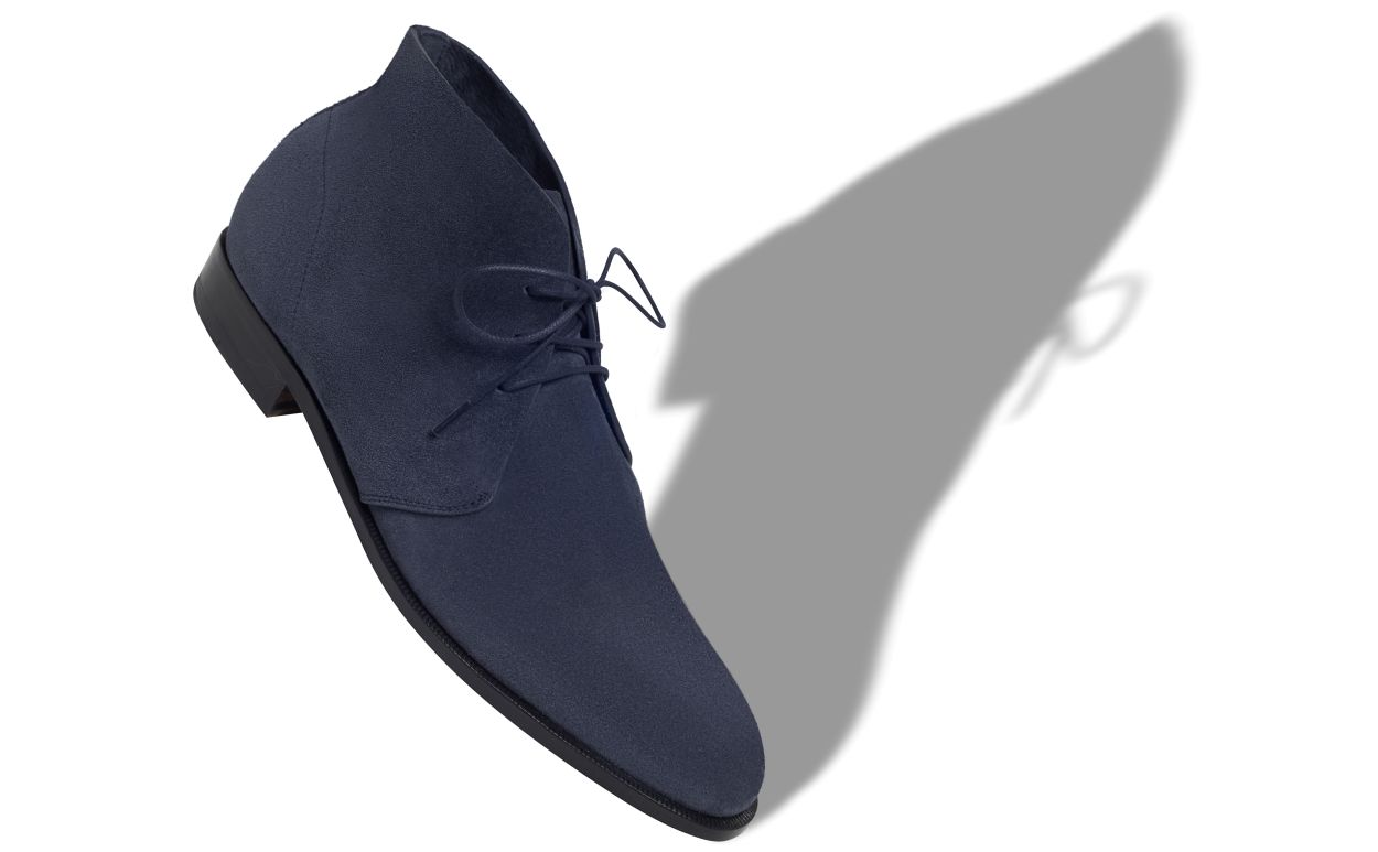 Navy Blue Suede Desert Boots