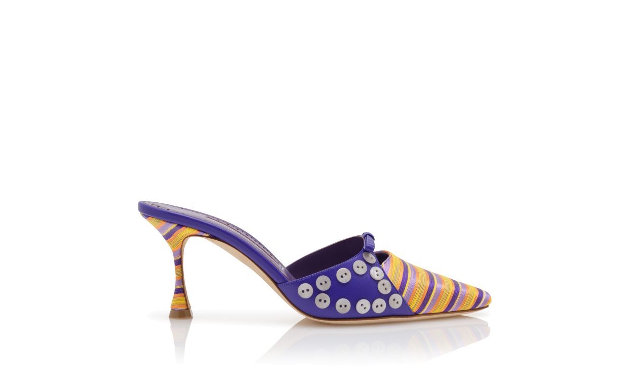Purple and Orange Cotton Striped Mules