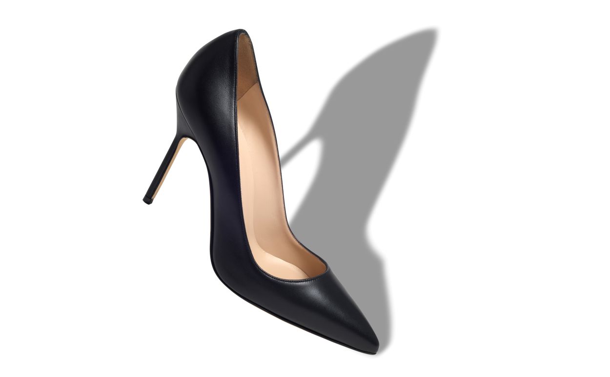 Black Nappa Leather Pointed Toe Pumps