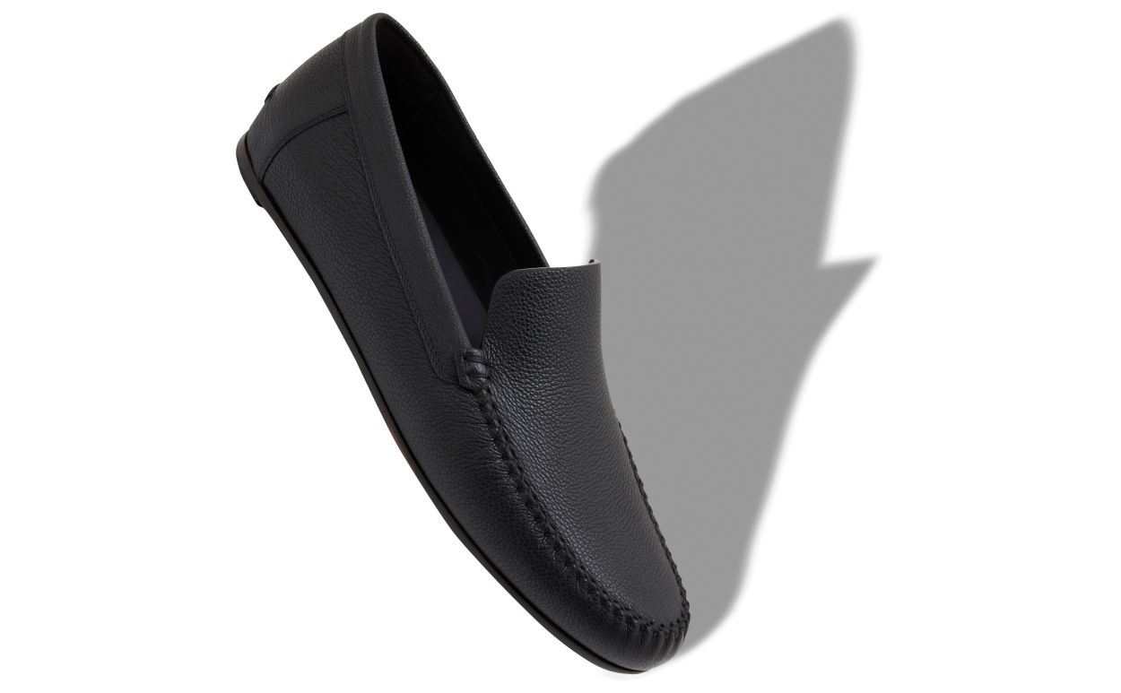Black Calf Leather Slippers