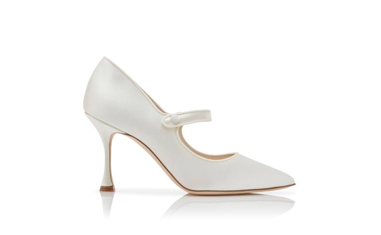 Cream Satin Pointed Toe Pumps