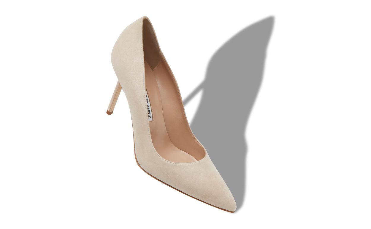 Light Beige Suede Pointed Toe Pumps