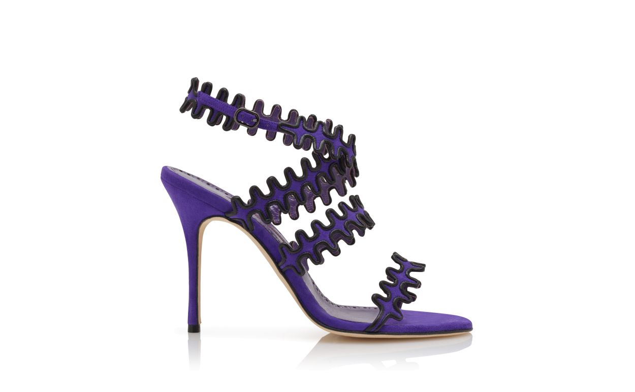 Purple Suede Ankle Strap Sandals