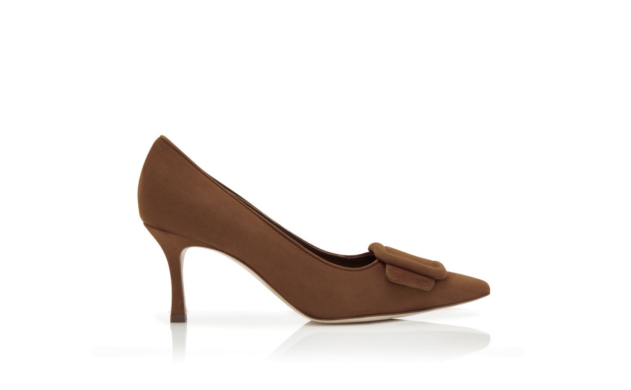 Brown Suede Buckle Detail Pumps