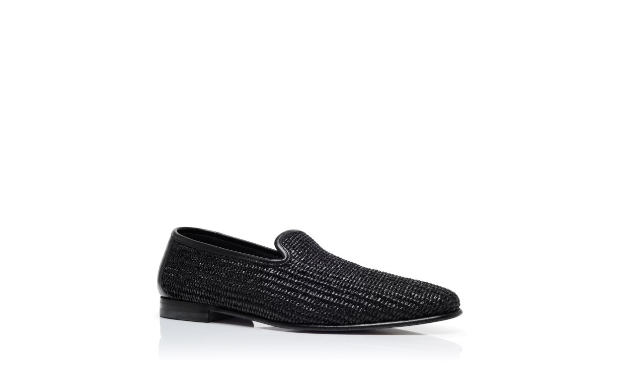 Black Raffia Loafers