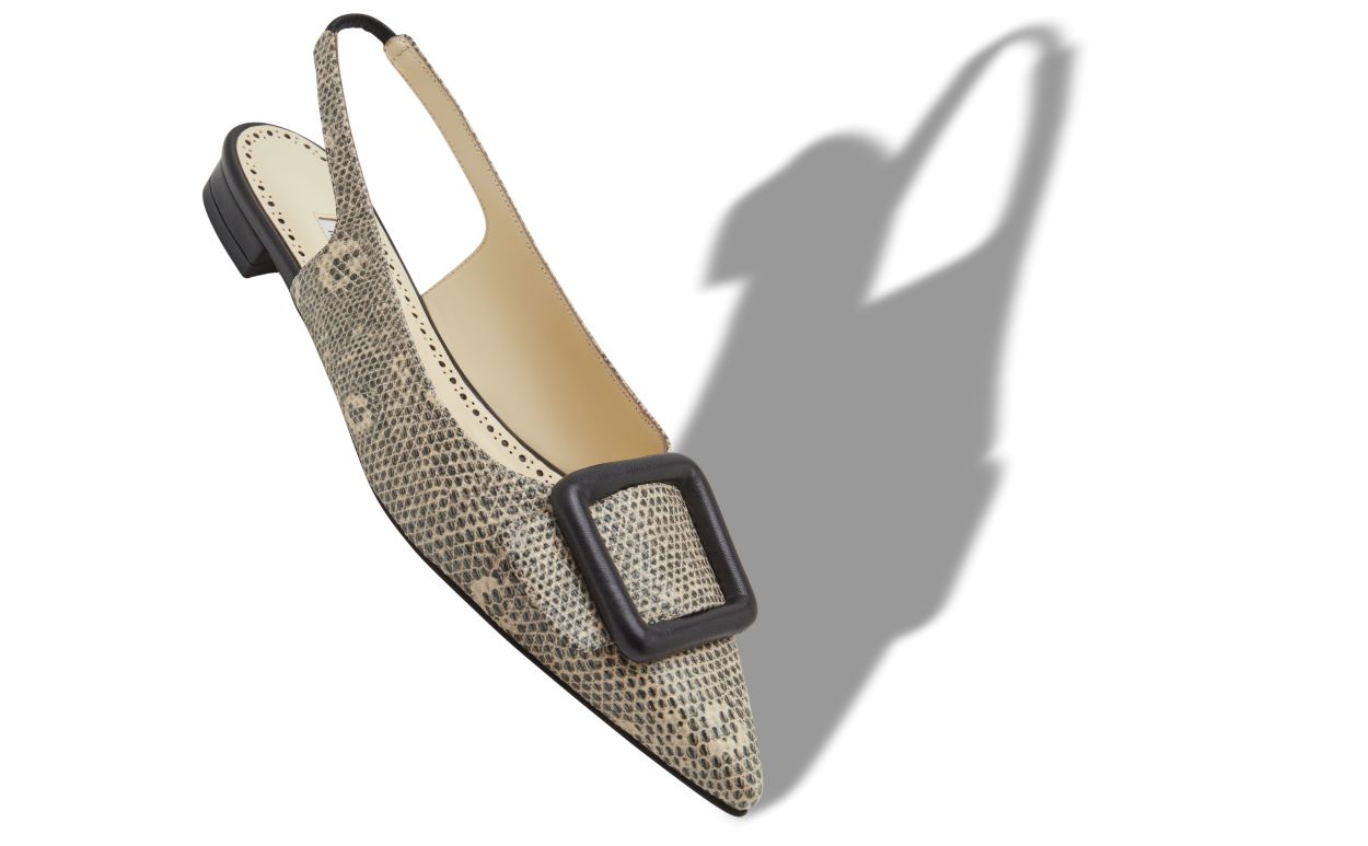 Lizard Print Calf Leather Slingback Pumps