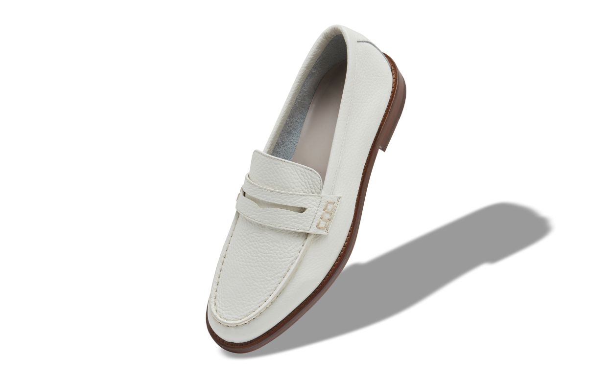 White Calf Leather Penny Loafers