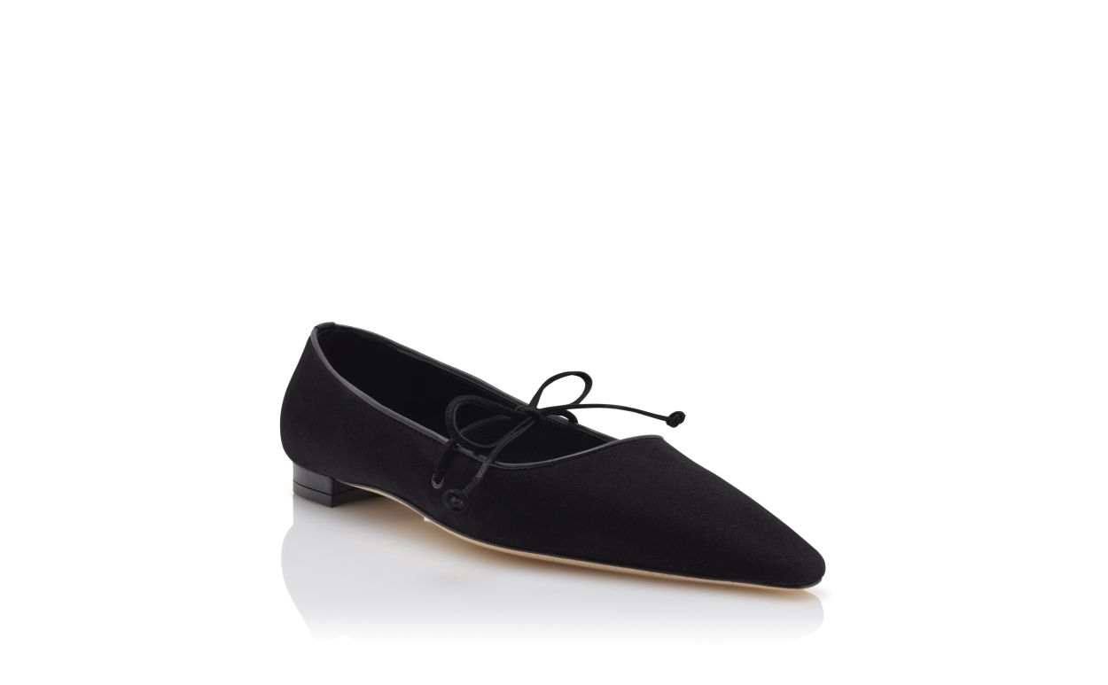 Black Suede Flat Pumps
