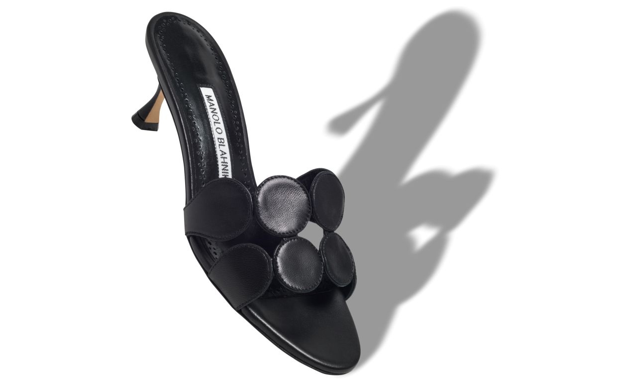 Black Nappa Leather Mules