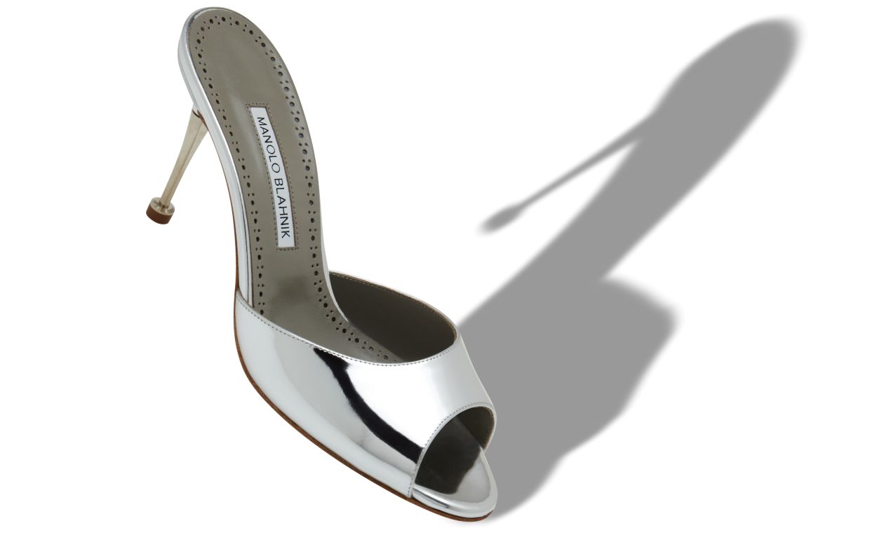 Silver Calf Leather Mules