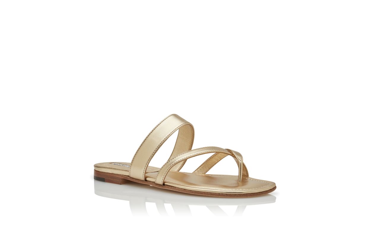 Gold Nappa Leather Flat Sandals