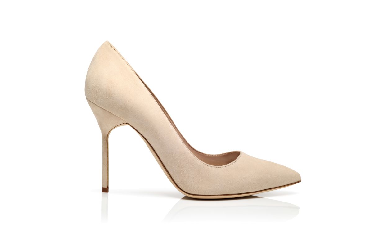 Beige Suede Pointed Toe Pumps