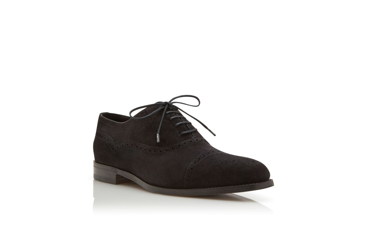 Black Suede Cap Toe Oxfords
