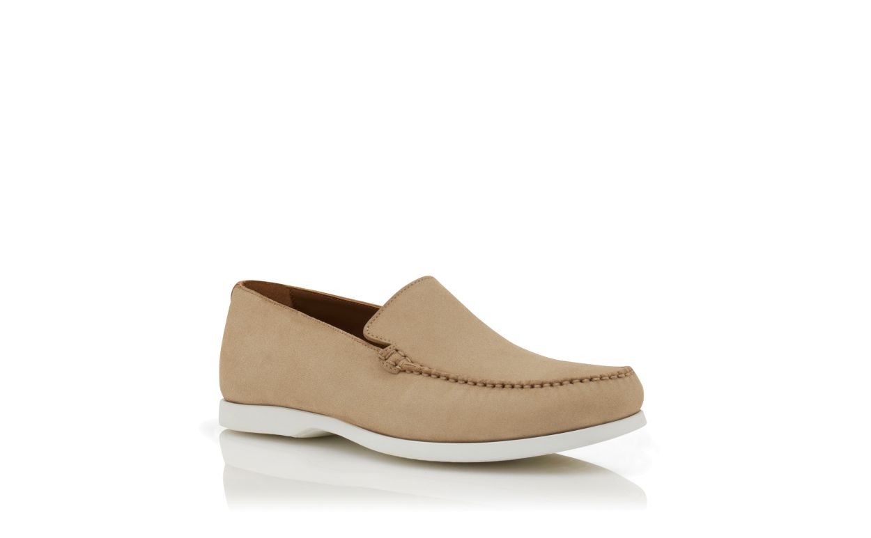 Beige Suede Boat Shoes