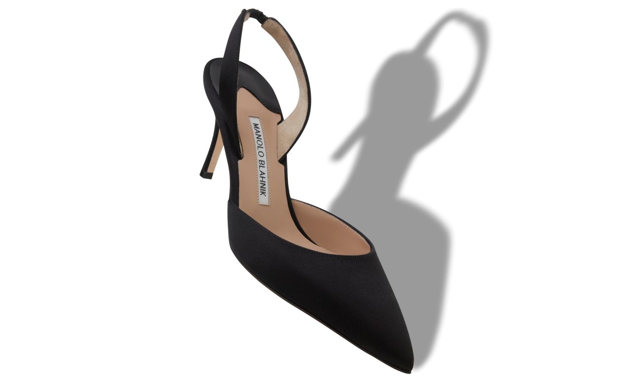 Black Satin Slingback Pumps