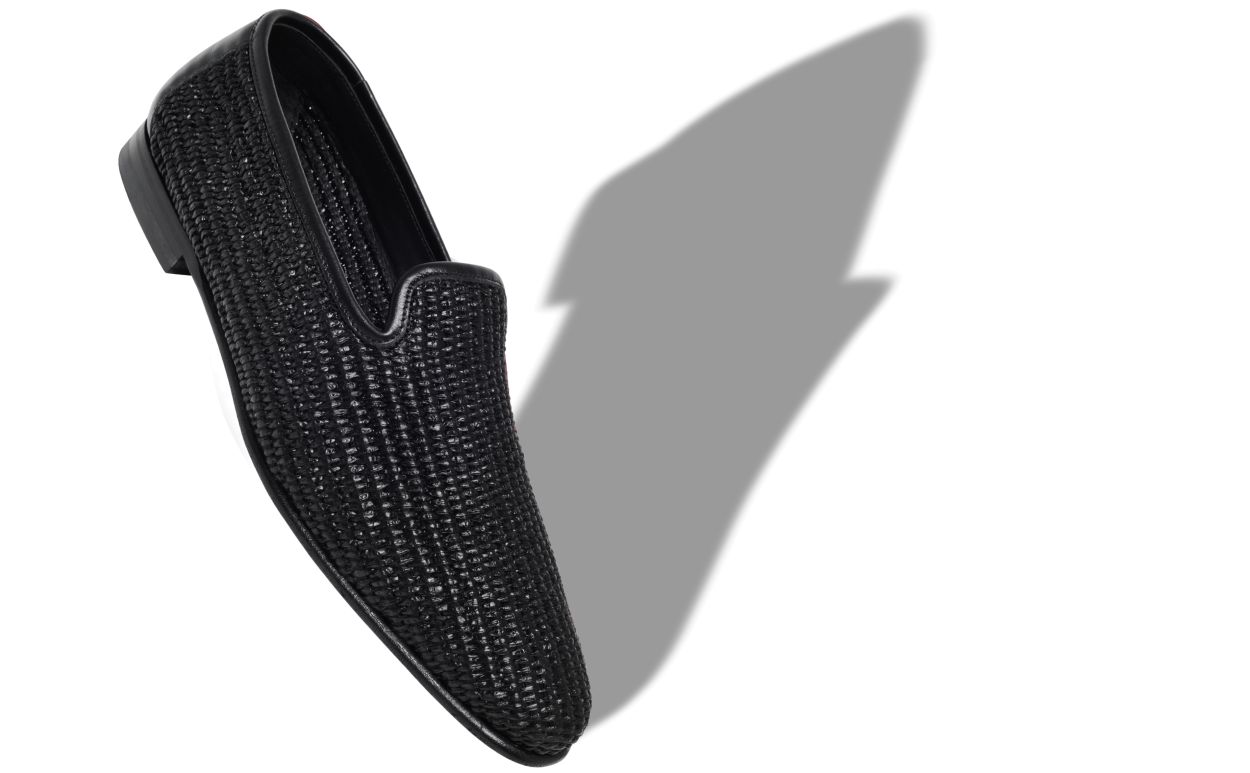 Black Raffia Loafers