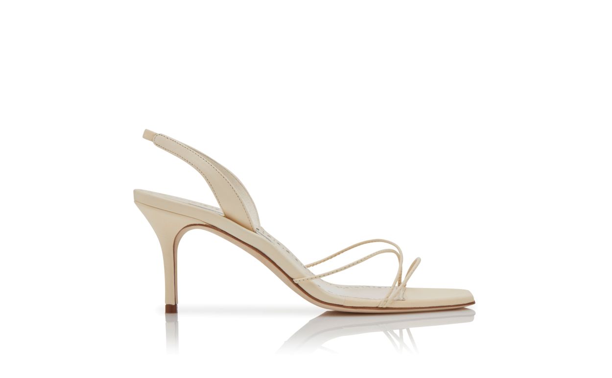 Cream Nappa Leather Slingback Sandals