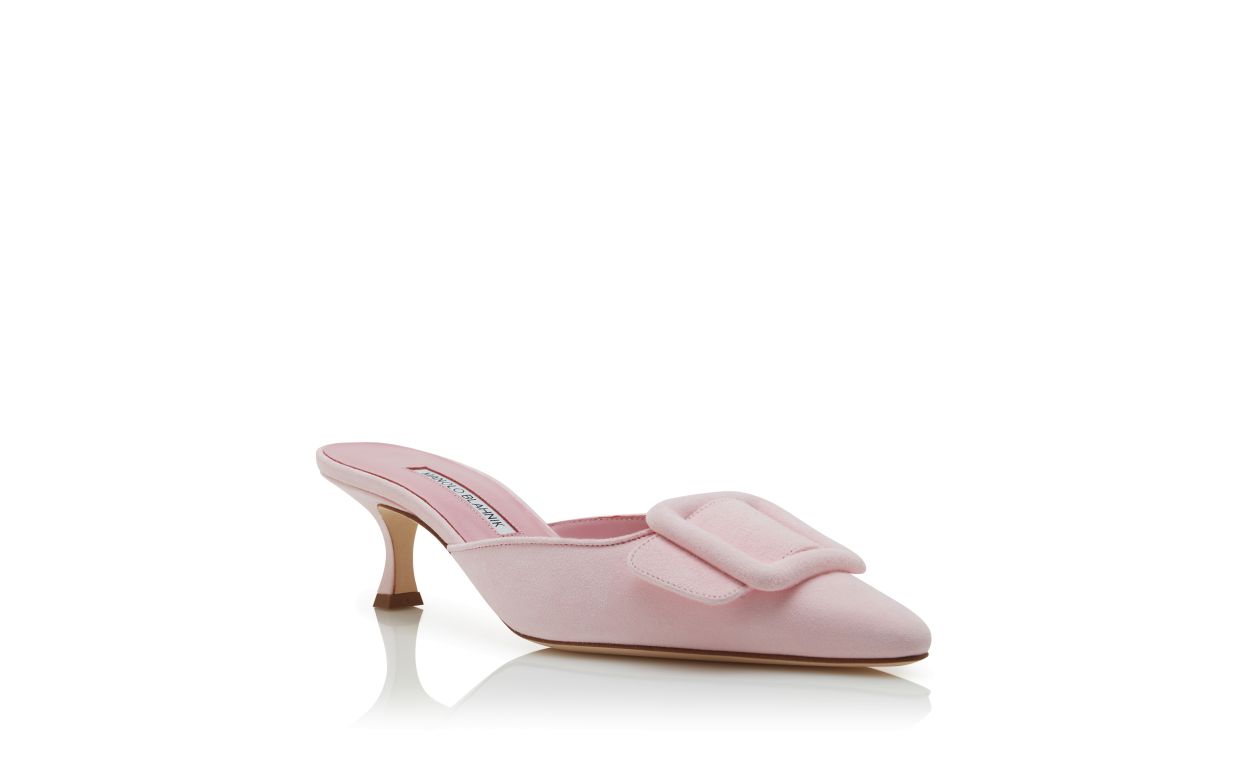 Light Pink Suede Buckle Detail Mules