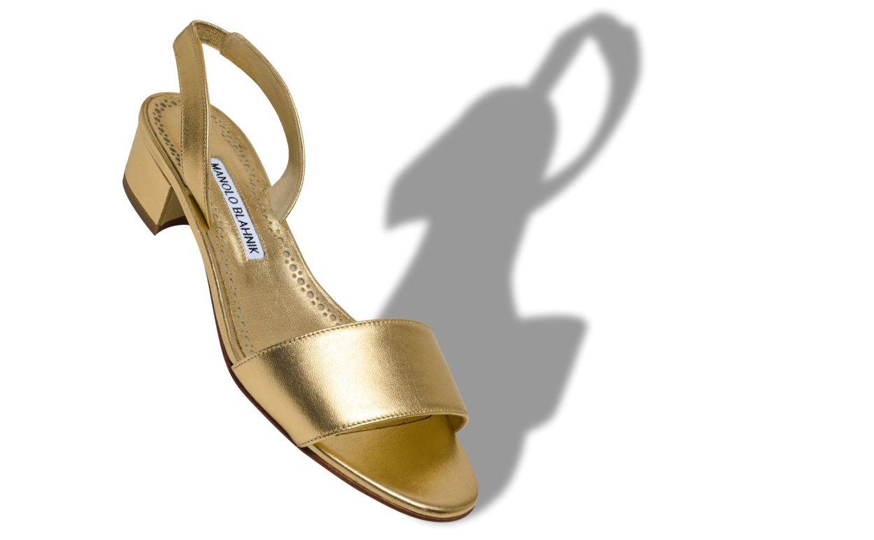 Gold Nappa Leather Slingback Sandals