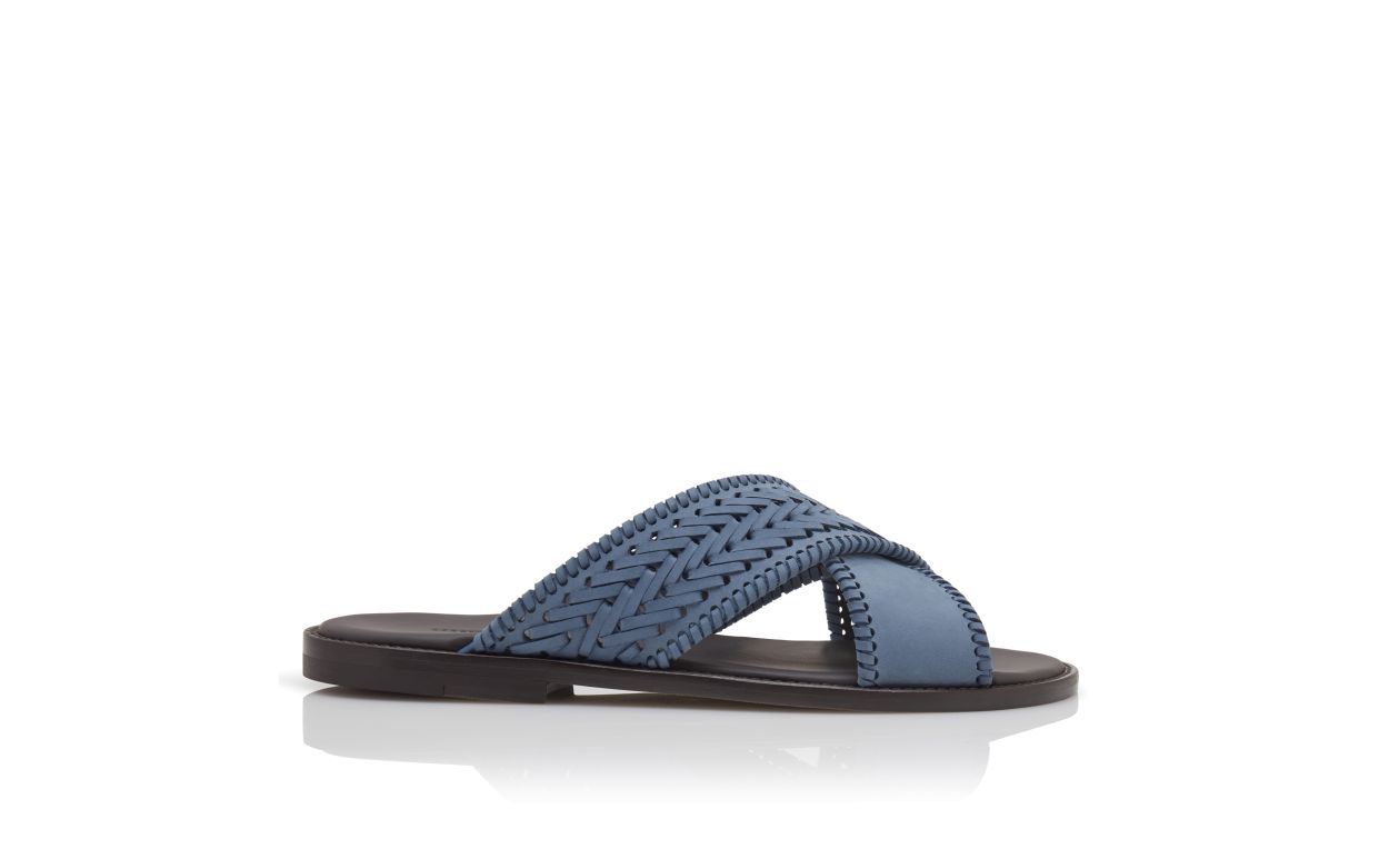 Light Blue Nubuck Woven Sandals