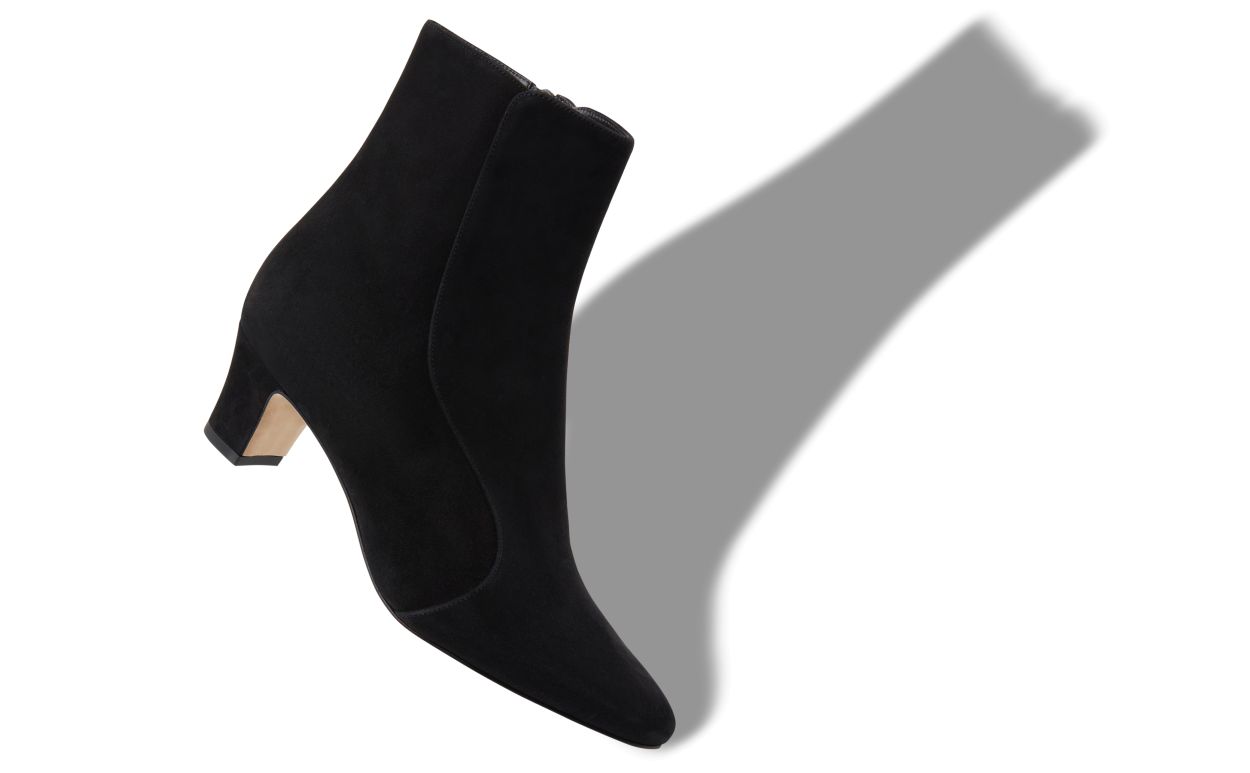 Black Suede Round Toe Ankle Boots