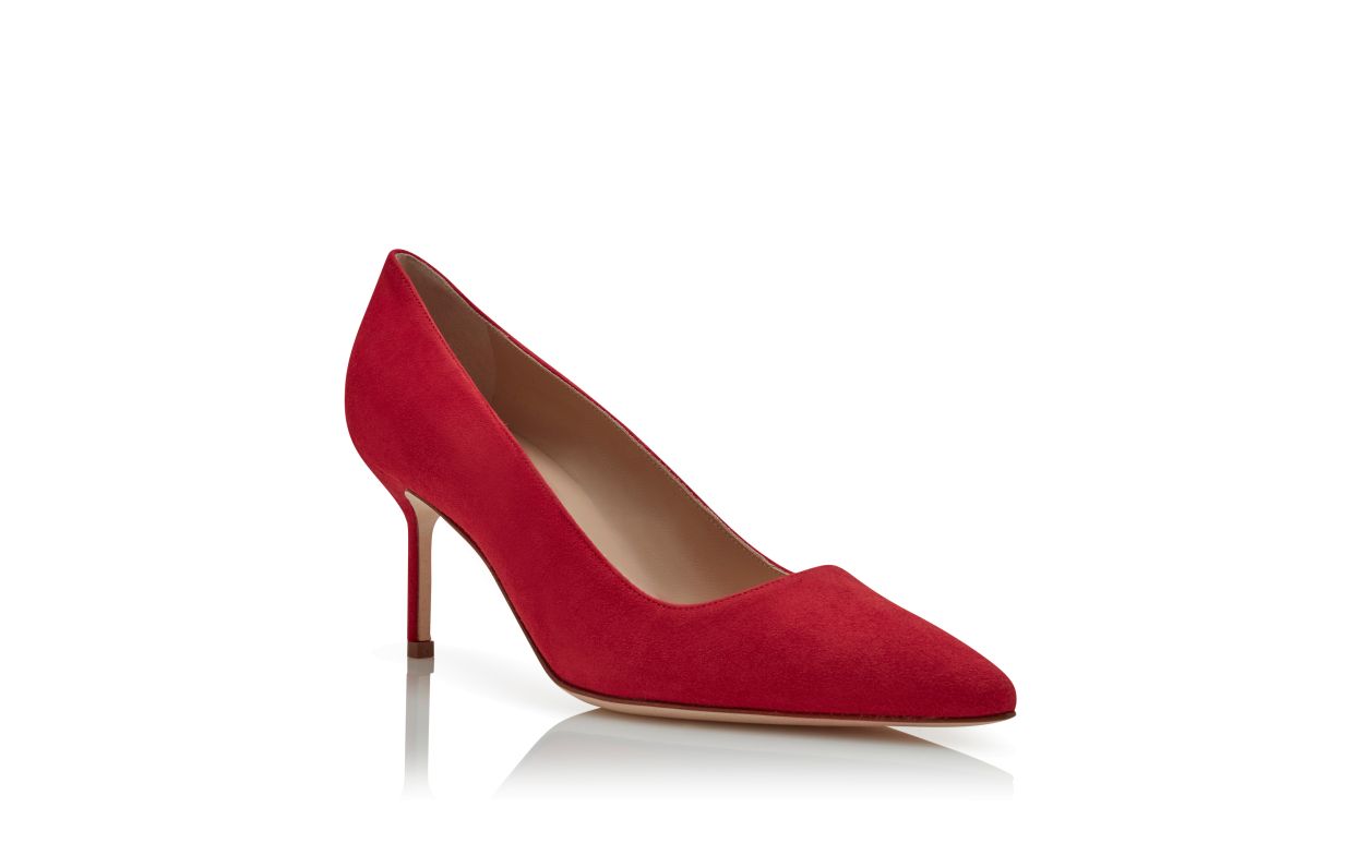 Bright Red Suede pointed toe Pumps