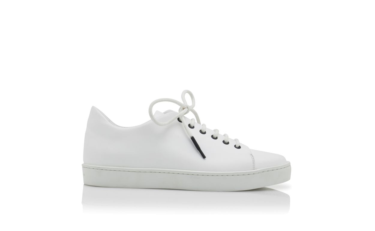 White Calf Leather Low Cut Sneakers