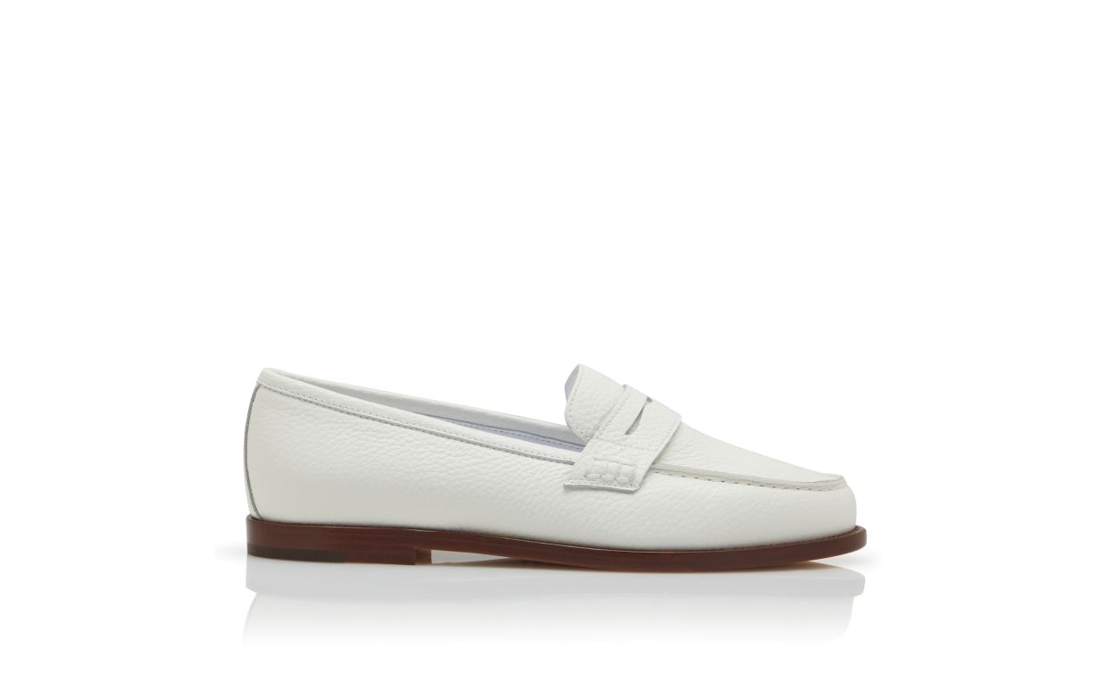 White Calf Leather Penny Loafers
