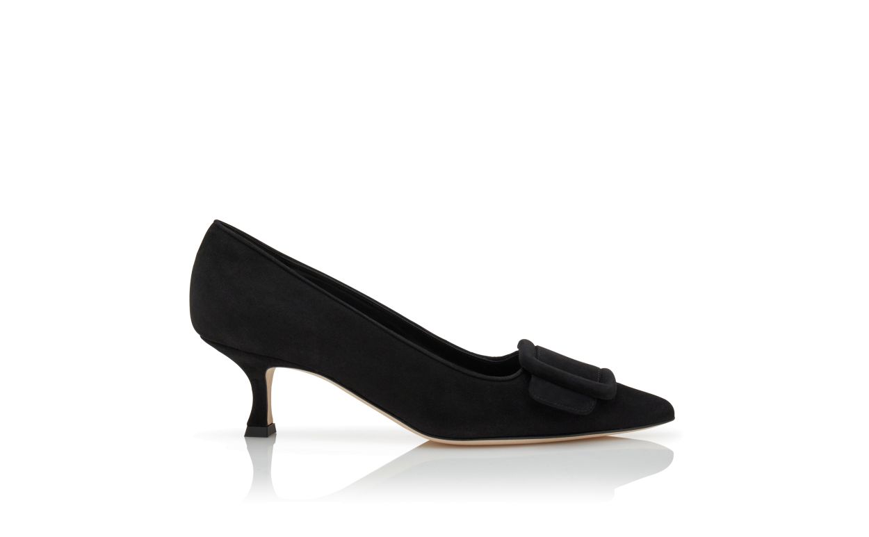 Black Suede Buckle Detail Pumps